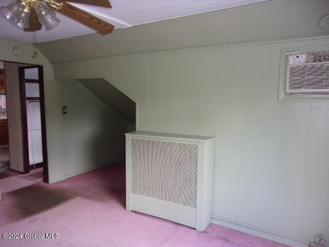 2119 Broadway, Schenectady, NY 12306 - additional living space featuring carpet flooring, a wall unit AC, lofted ceiling, and ceiling fan
