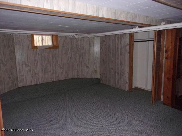 2119 Broadway, Schenectady, NY 12306 - basement with wood walls and carpet