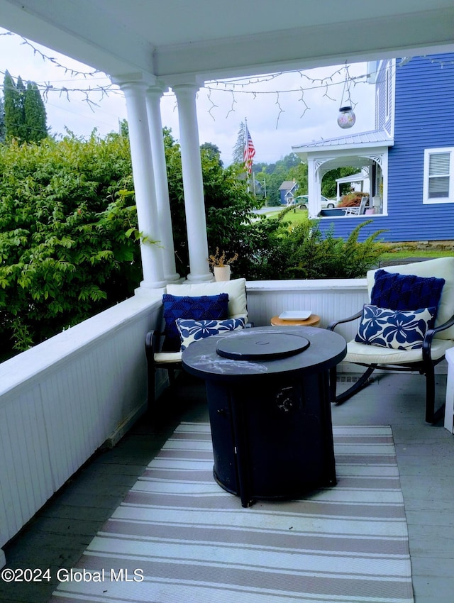 wooden deck with covered porch