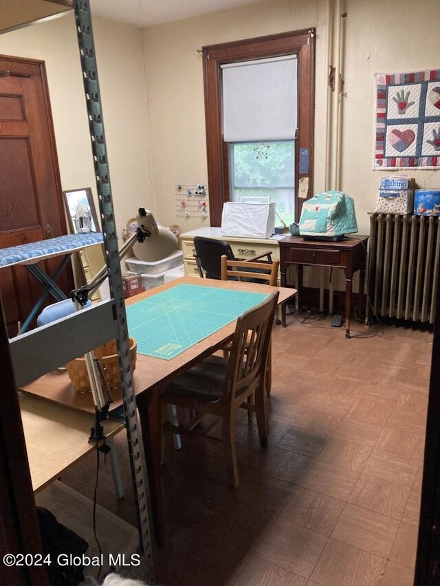 dining space with radiator