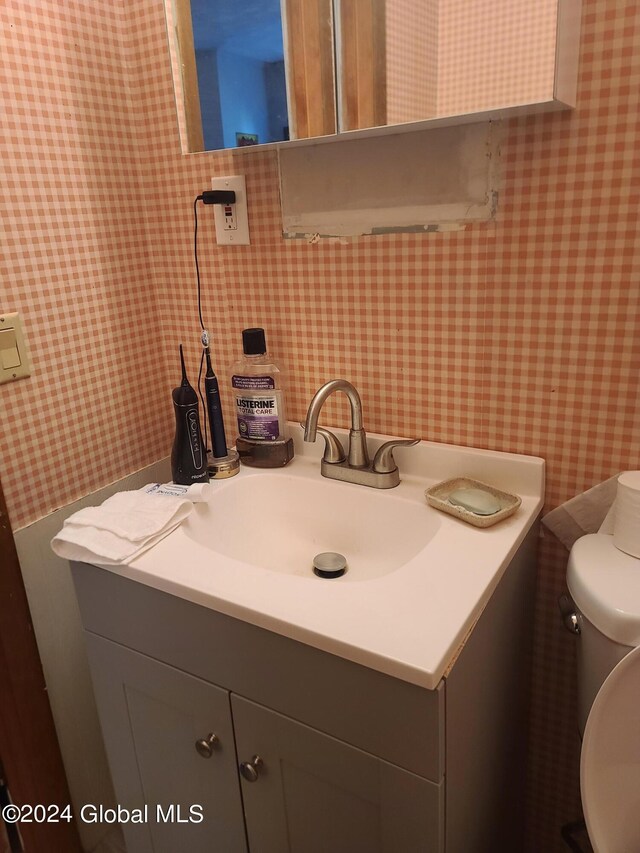 bathroom with toilet and vanity