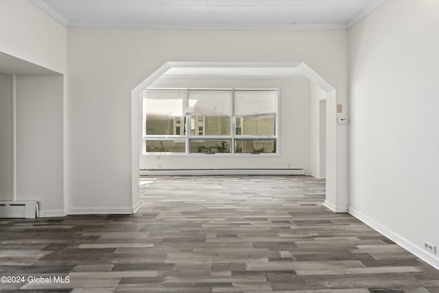 interior space featuring dark hardwood / wood-style floors and baseboard heating