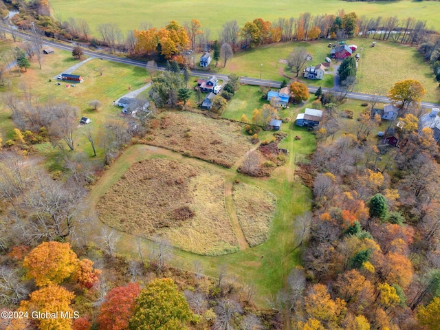 birds eye view of property with a rural view