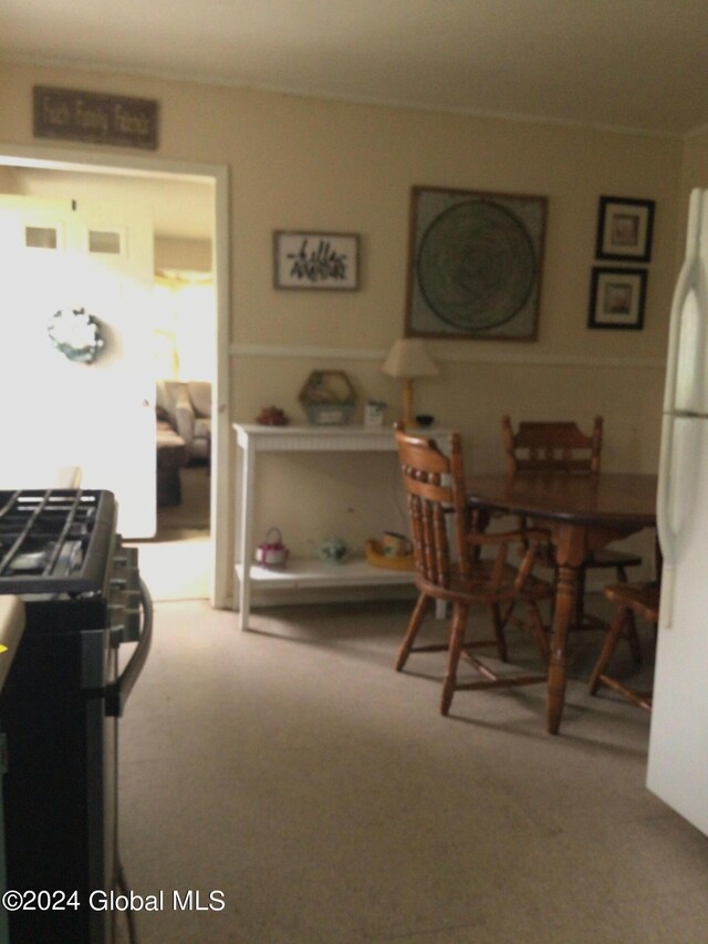 view of carpeted dining room