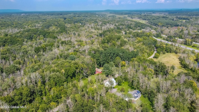 bird's eye view featuring a view of trees