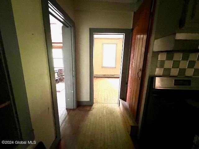 corridor featuring hardwood / wood-style floors and a healthy amount of sunlight