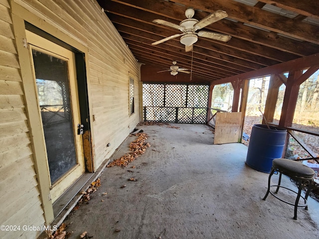 view of patio with ceiling fan