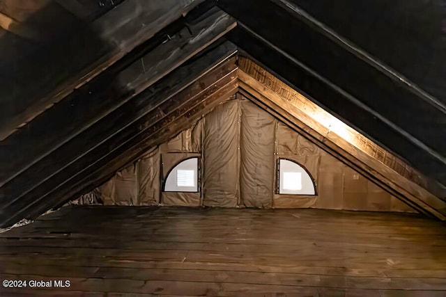 view of unfinished attic