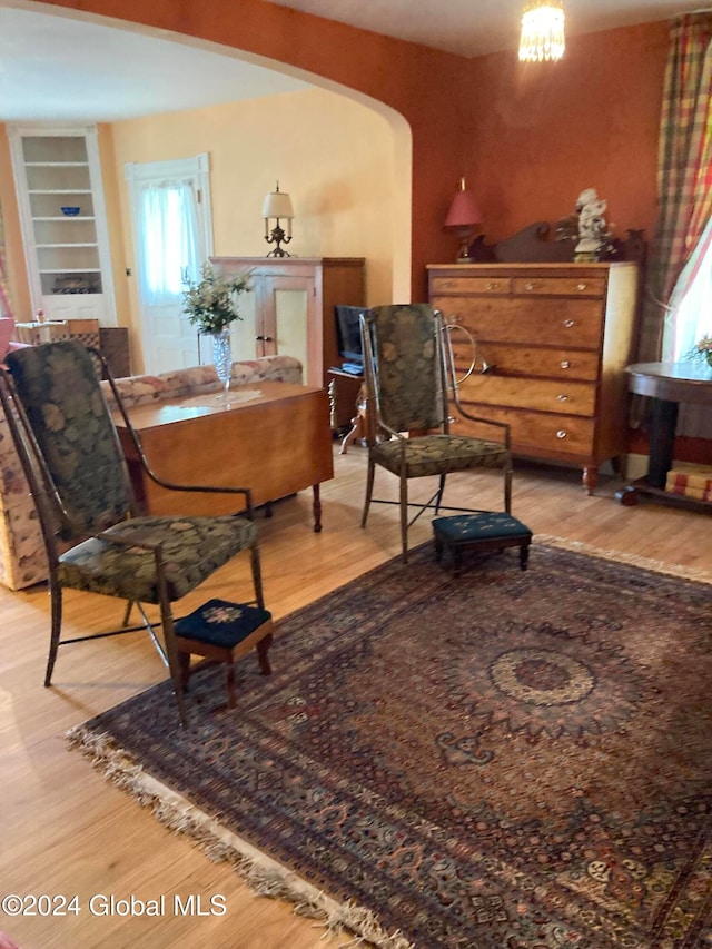 sitting room featuring light hardwood / wood-style floors