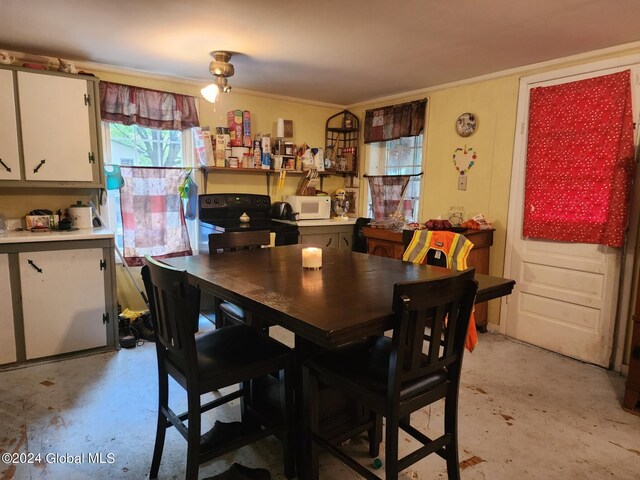 dining room with ornamental molding