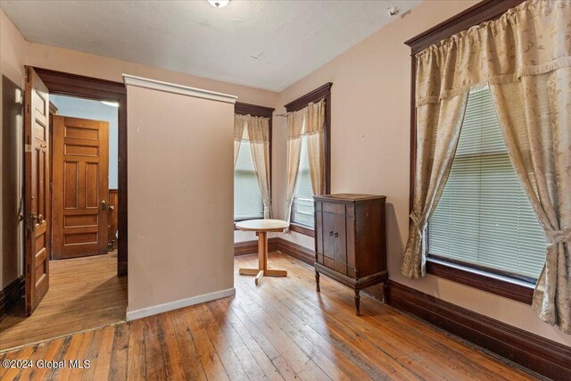 bedroom with hardwood / wood-style floors