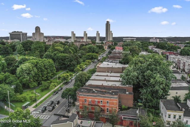 birds eye view of property featuring a city view