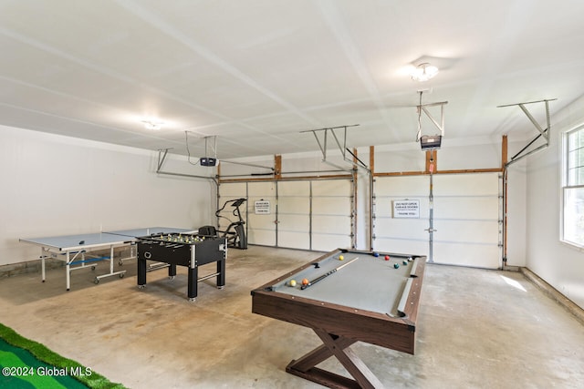 rec room with concrete flooring