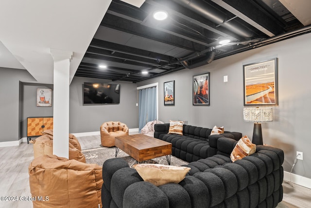 living room with light wood-type flooring