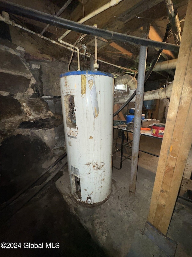 utility room featuring water heater