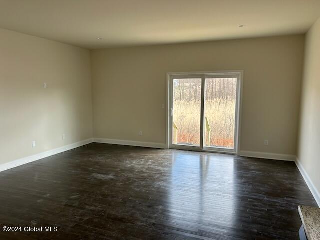 empty room with dark wood-type flooring