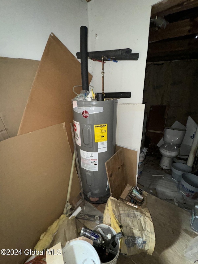 utility room with water heater