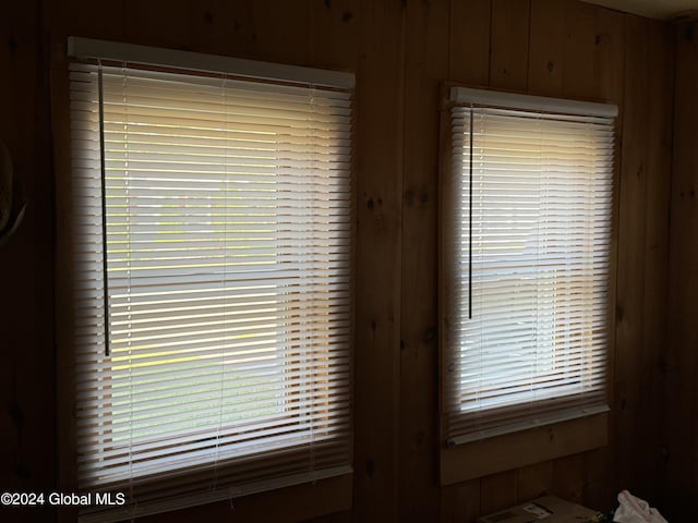 interior details featuring wood walls