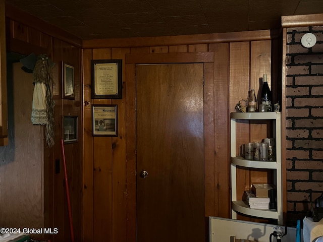 room details featuring wood walls