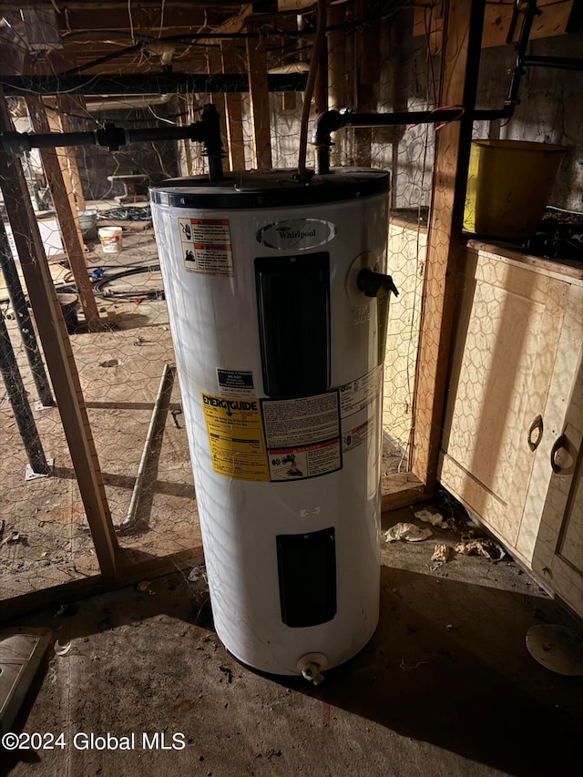 utility room with electric water heater