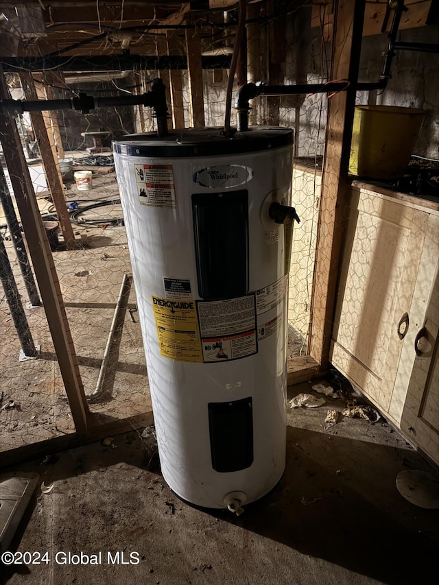 utility room with water heater