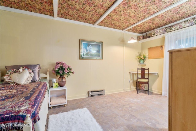 bedroom featuring a baseboard radiator