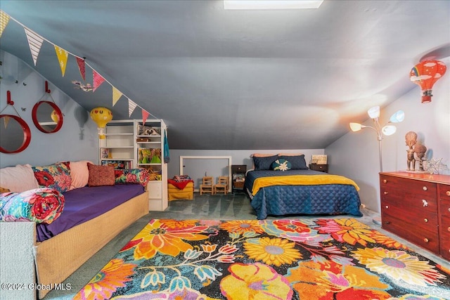 bedroom with vaulted ceiling