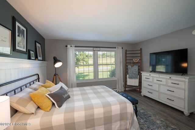 bedroom featuring dark hardwood / wood-style flooring