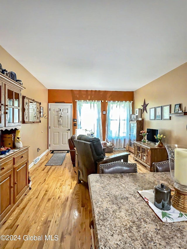 living room with light wood-type flooring