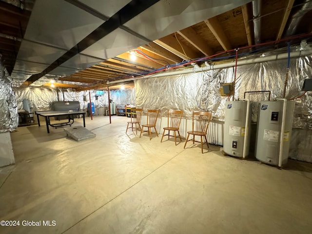 basement with electric water heater