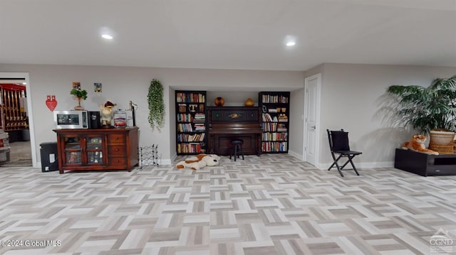 interior space featuring light parquet floors