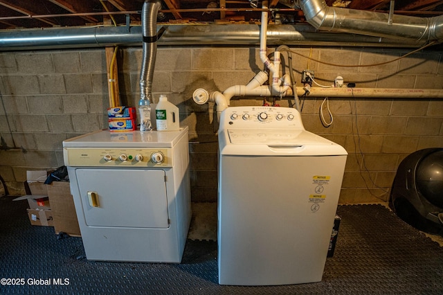 interior space with washer and dryer