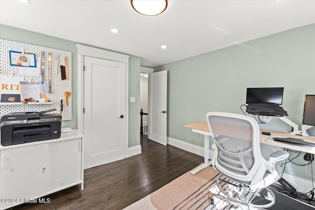 office featuring dark hardwood / wood-style floors