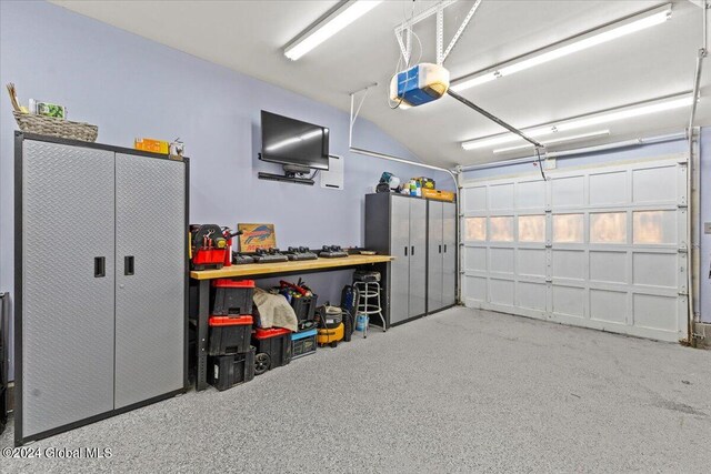 garage with a garage door opener