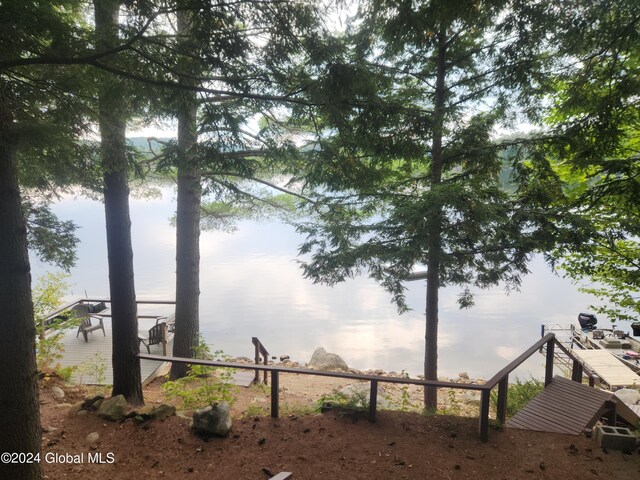 water view featuring a dock