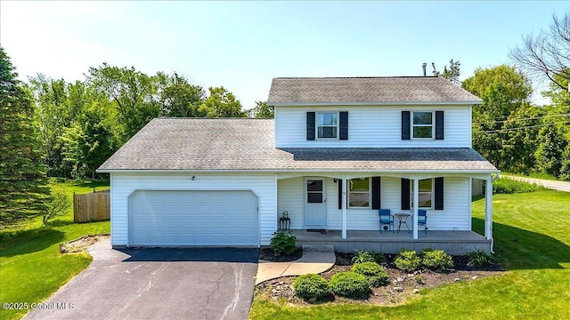 50 Whipple Way, Altamont, NY 12009 - view of front of home with covered porch, a garage, driveway, and a shingled roof