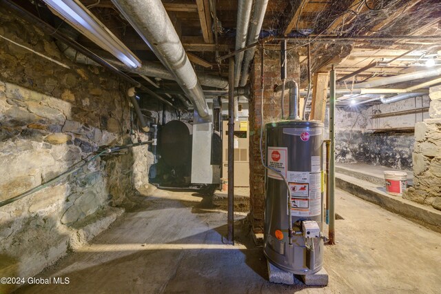 basement featuring water heater