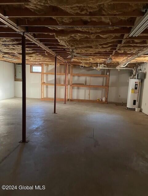 basement with water heater