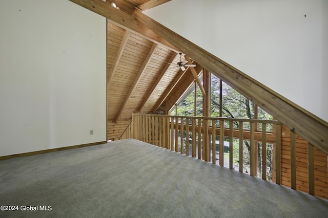 135 Sparrowhawk Lake Rd, Maryland, NY 12155 - bonus room featuring carpet flooring, a ceiling fan, wooden ceiling, and beamed ceiling