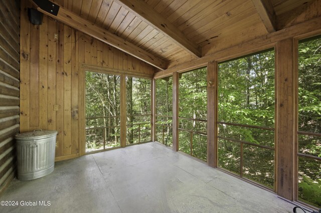 135 Sparrowhawk Lake Rd, Maryland, NY 12155 - unfurnished sunroom with beamed ceiling