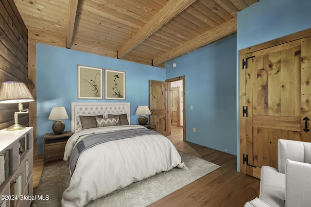 135 Sparrowhawk Lake Rd, Maryland, NY 12155 - bedroom featuring wood finished floors, wood ceiling, and beam ceiling