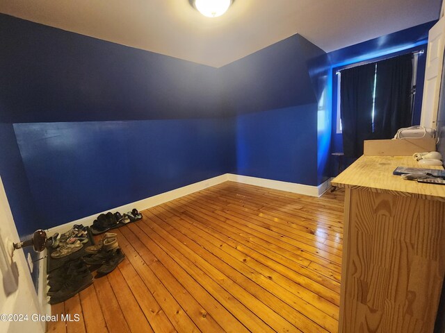 additional living space featuring light hardwood / wood-style floors