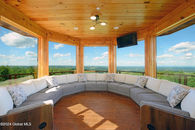 sunroom / solarium with wooden ceiling