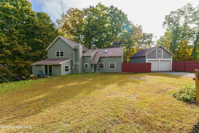 view of yard featuring a garage