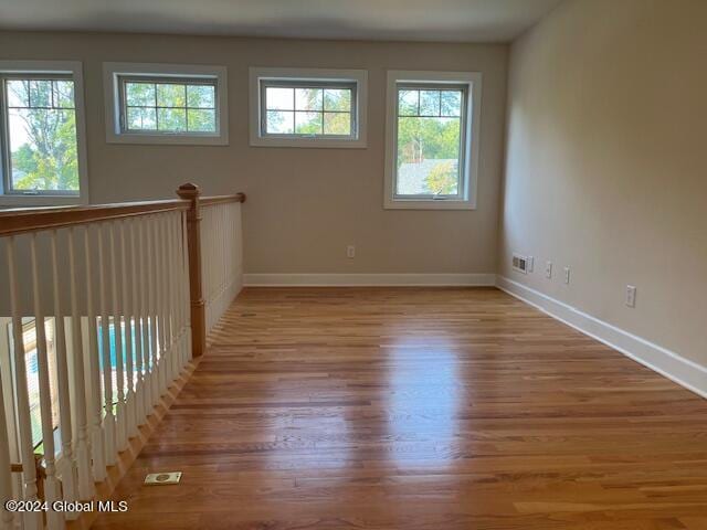 spare room featuring wood-type flooring