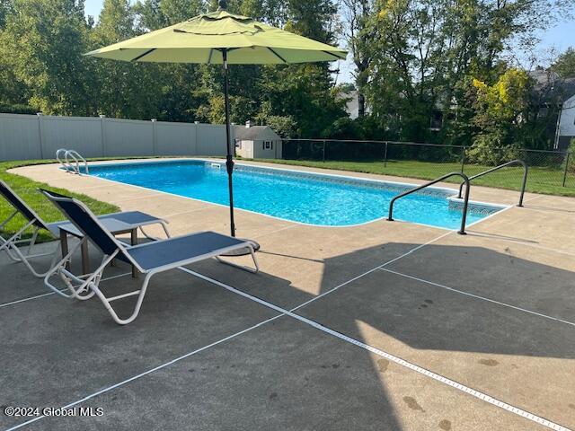 view of pool featuring a patio area