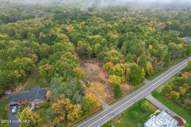 birds eye view of property featuring a view of trees
