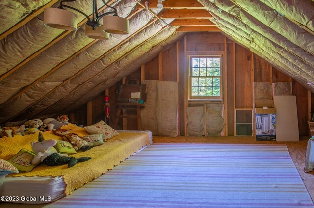 view of unfinished attic