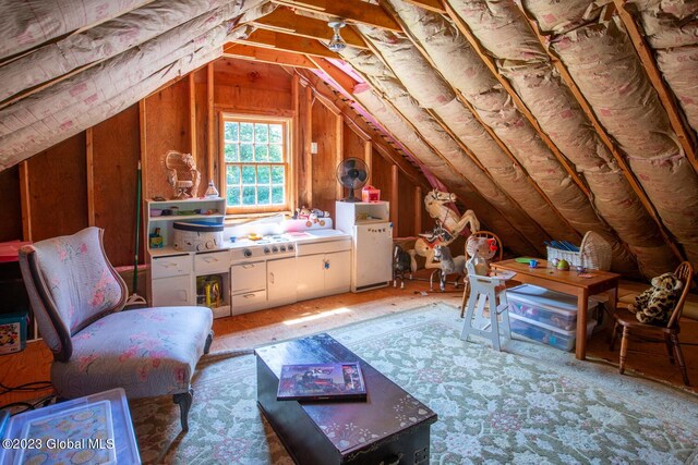 view of unfinished attic