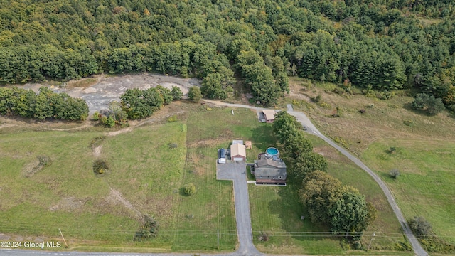 drone / aerial view with a rural view